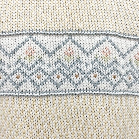 Vintage Liz Sport Fair Isle Pastel Neutral Cropped V Neck Sweater Size P | XS - Picture 7 of 11